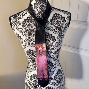 A Christmas Story Black Tie with Pink Bunny NWOT